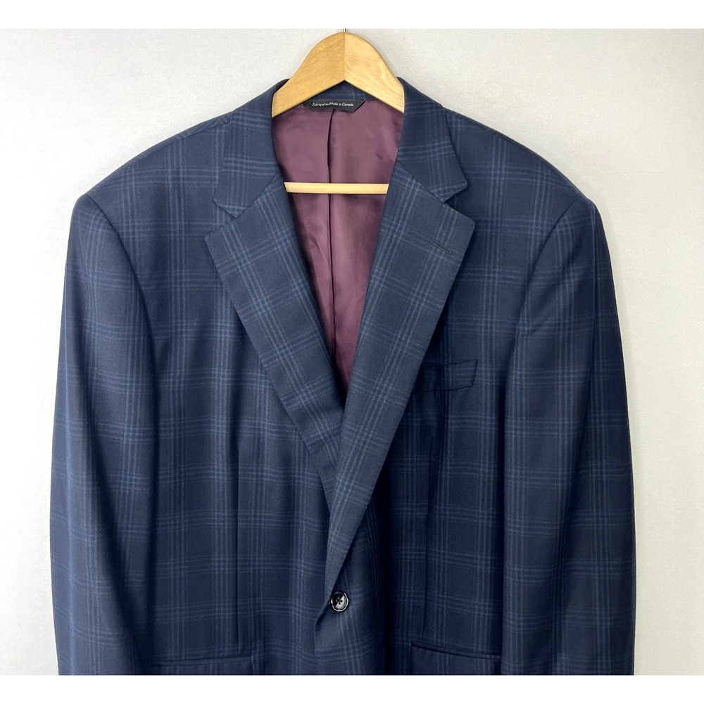 Samuelsohn 48L Blazer Blue Windowpane Custom Super 100s Sport Coat H Stockton